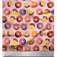 thumbnail image 1 of Soimoi Modal Satin Fabric Donuts Food Printed Fabric 1 Yard 42 Inch Wide, 1 of 5