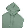 thumbnail image 4 of Wenyuyu Womens Oversized Shirts Summer Short Sleeve Drawstring Hoodies Waffle Knit Fashion Side Slit Tops with Pocket Green S, 4 of 6