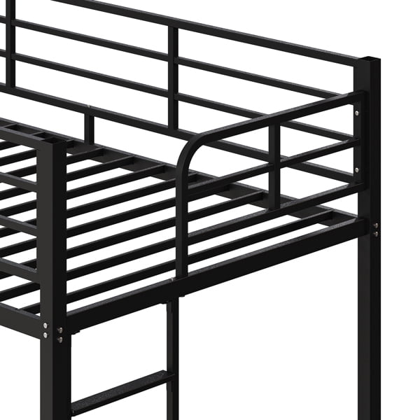 Black Twin Bunk Bed Square Tube High Guardrail Side Ladder Opening Iron Bed