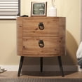 thumbnail image 7 of Ataucjin Round End Table with 2 Storage Drawers,Mid Century Modern Side Table Night Stand with Metal Legs,Wooden Accent End Table Circle Bedside Table,Farmhouse Sofa Side Table for Living Room, 7 of 7