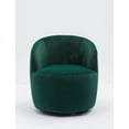 thumbnail image 3 of Swivel Barrel Chair, Modern Velvet Fabric Upholstered Accent Chair Armchair Lounge Chair with Metal Base, Comfy Single Sofa Chair with 360 Degree Swiveling for Living Room/Bedroom, Green, 3 of 7