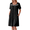 Black, variant on Women Zipper Robe Short Sleeves House Coat Zipper Front Bathrobe Sleepwear with Pockets Housecoat Nightgown