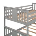 thumbnail image 4 of Twin Over Twin Bunk Bed, Solid Wood Bunk Bed with Ladder for Kids Teens, Low Bunk Bed Frame with Safety Guardrails, Wooden Floor Bunk Bed Bedroom Guest Room Furniture, Space Saving Design, Gray, 4 of 7