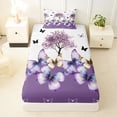 thumbnail image 3 of Erosebridal Purple Butterfly Twin Sheet Sets for Girl, Spring Tree Bedding, 3pcs, 3 of 5