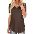 thumbnail image 4 of Sinhoon Women's Swallow Tail Short Sleeve T Shirt V Neck Casual Loose Plain Tunic Tops Summer Blouse T-shirt, 4 of 5