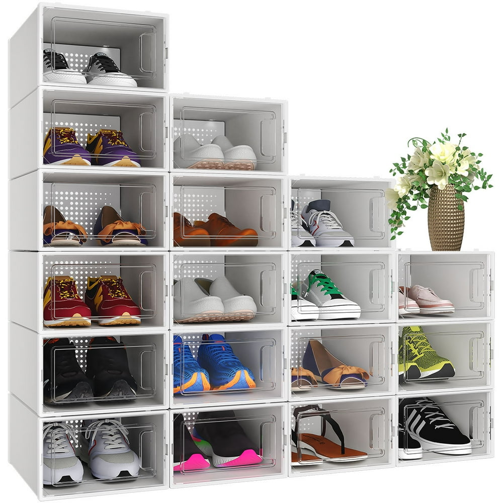 DWVO Shoe Closet Storage Box Transparent Stackable Sneaker Cube