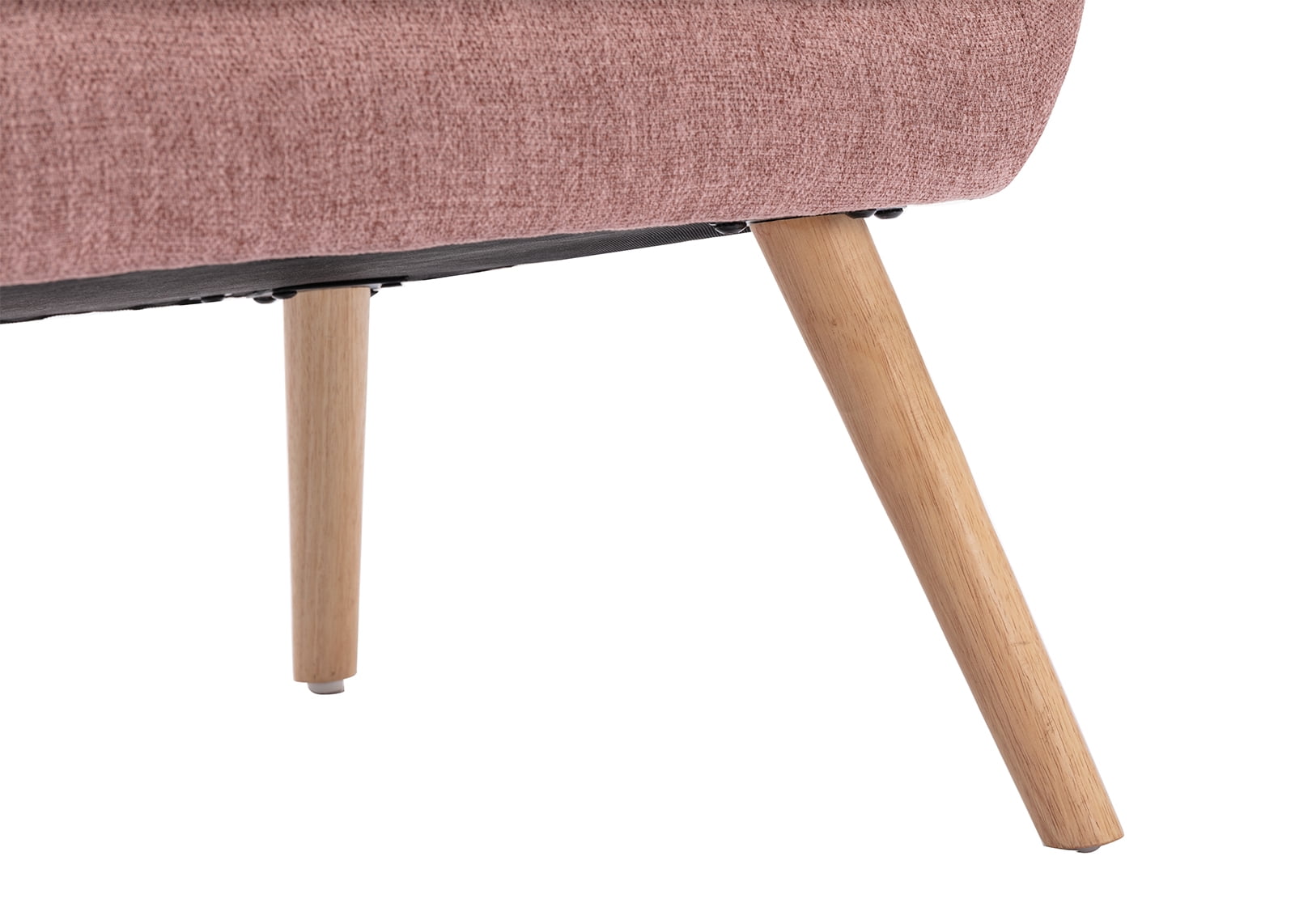 Guyou Small Loveseat Sofa, Modern Linen 2-Seater Mini Sofa Couch with Quilted Back and Armrests, Cute Accent Chair with Wooden Legs for Living Room Bedroom Apartment, Pink