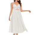 thumbnail image 2 of FcBaudy Camisole Sans Manches Robe Col en V, Robes d'Été pour Femmes, Robes de Mode pour Femmes Robe à Bretelles Colorées Col en V Robe pour Femmes, 2 of 4