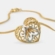 SILBERO INDIA Heartfelt Elegance: The Adria Heart Pendant - Diamonds in 18Kt Yellow Gold