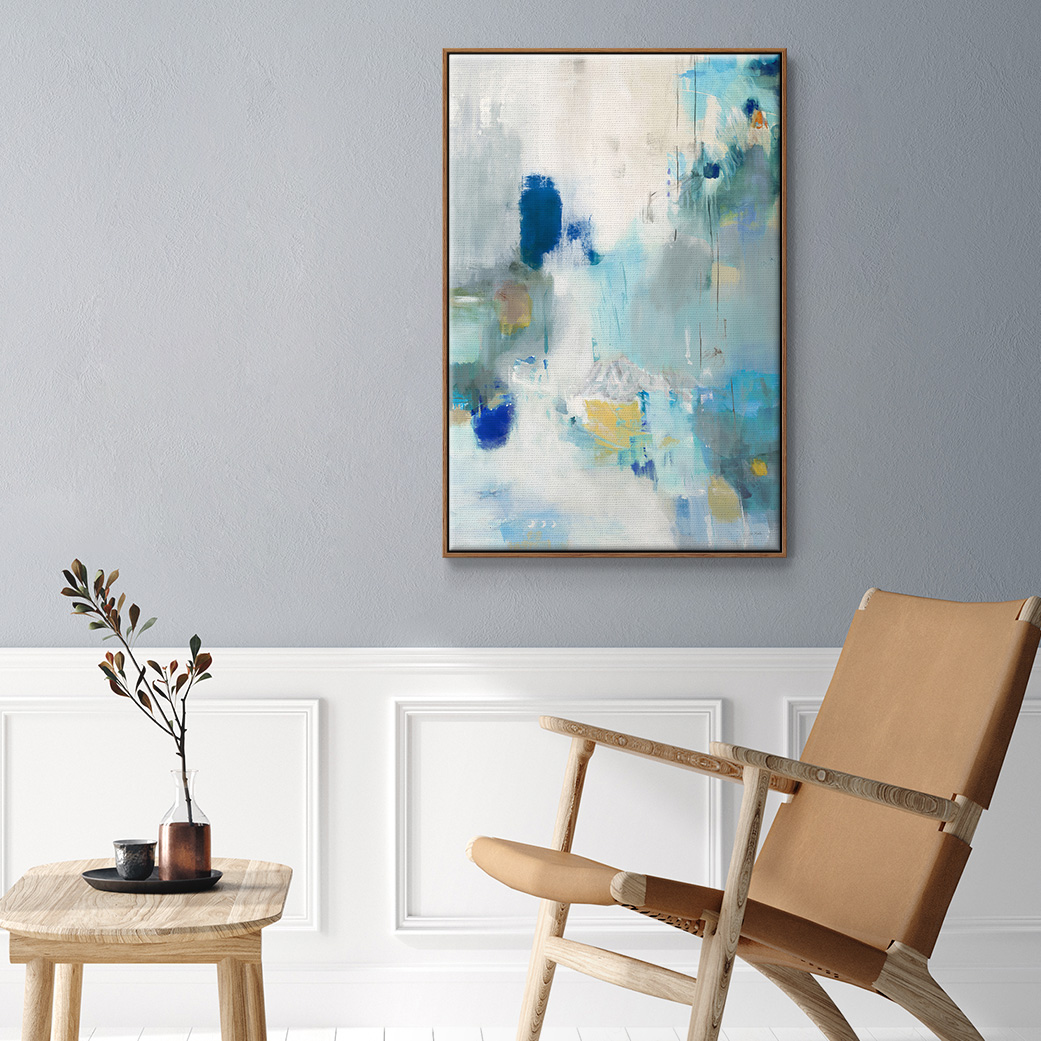 Celeste Motion II Framed Premium Gallery Wrapped Canvas - Ready to Hang - 25 x 37 - Walnut Floating Frame