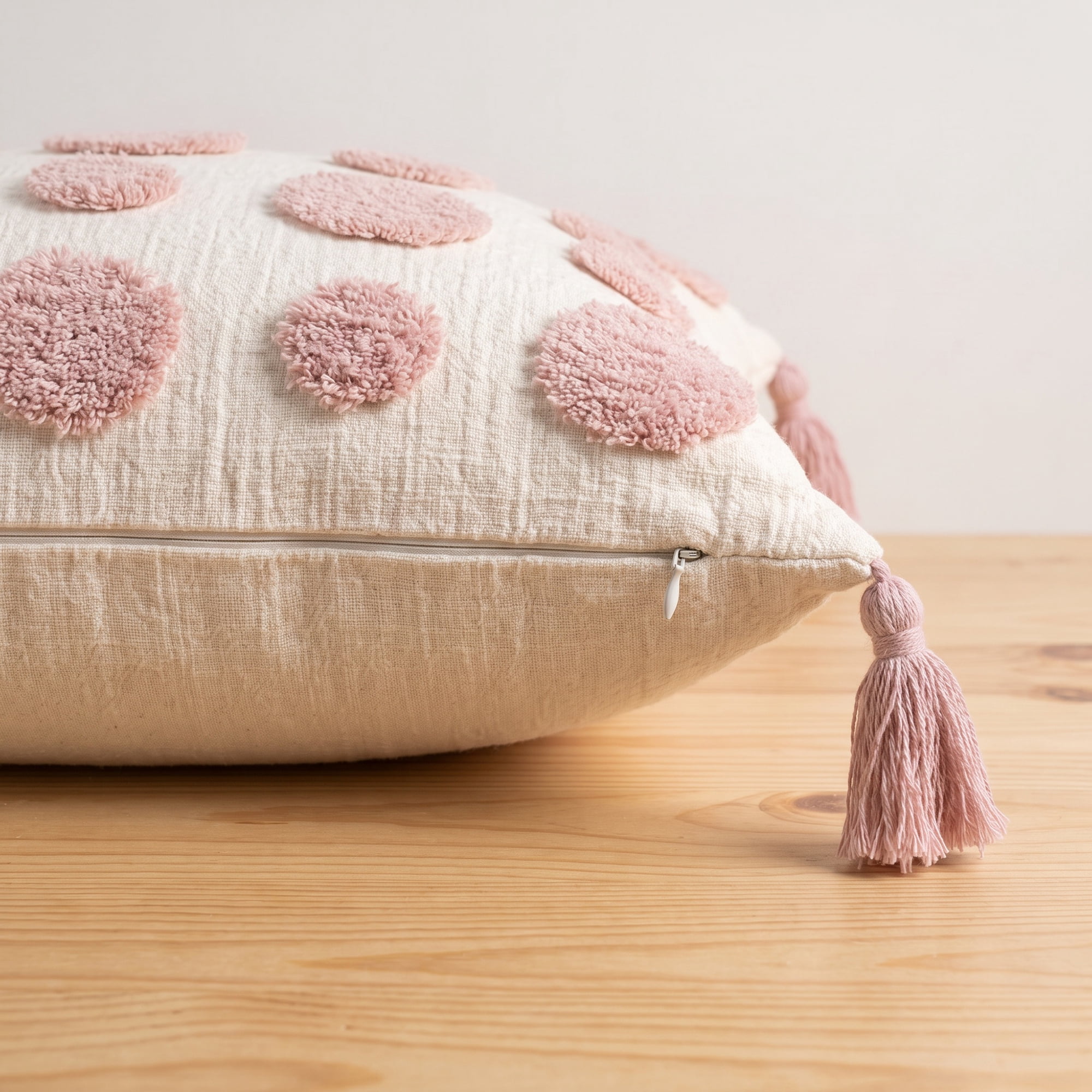 Unique Bargains Tufted Throw Pillow Cover Cushion Case for Home Pink Dot 18"x18"