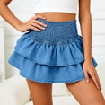 thumbnail image 2 of DHFJKG Women Summer Denim Skirt With Layered Ruffle Design Elastic Waist Mini Jean Skirts Flowy Versatile Skirt, 2 of 5
