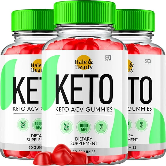 (3 Pack) Hale & Hearty Keto Gummies, Advanced 1000MG Formula, Apple Cider Vinegar Folate Vitamin B6 B12 Beet Root Pomegranate Vegan Non GMO Keto Supplement (180 Gummies)