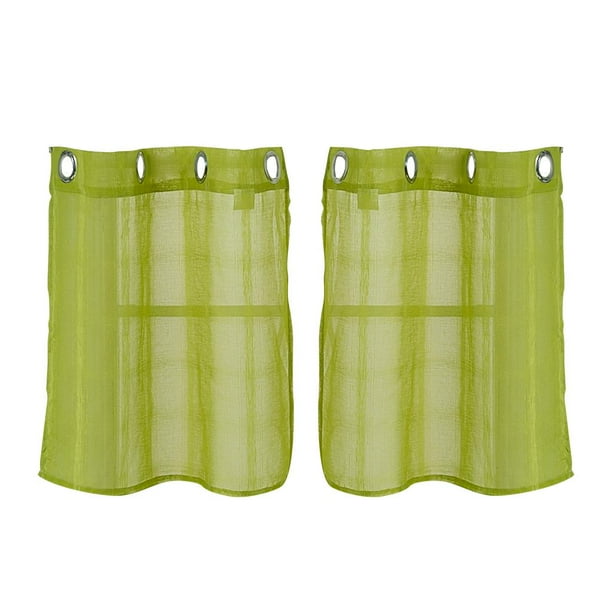 Cortinas con cenefa de gasa translúcida para habitación infantil Verde 74x90cm