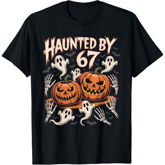 Haunted by 67 – Funny Six Seven Meme 6 7 Halloween Costume T-Shirt