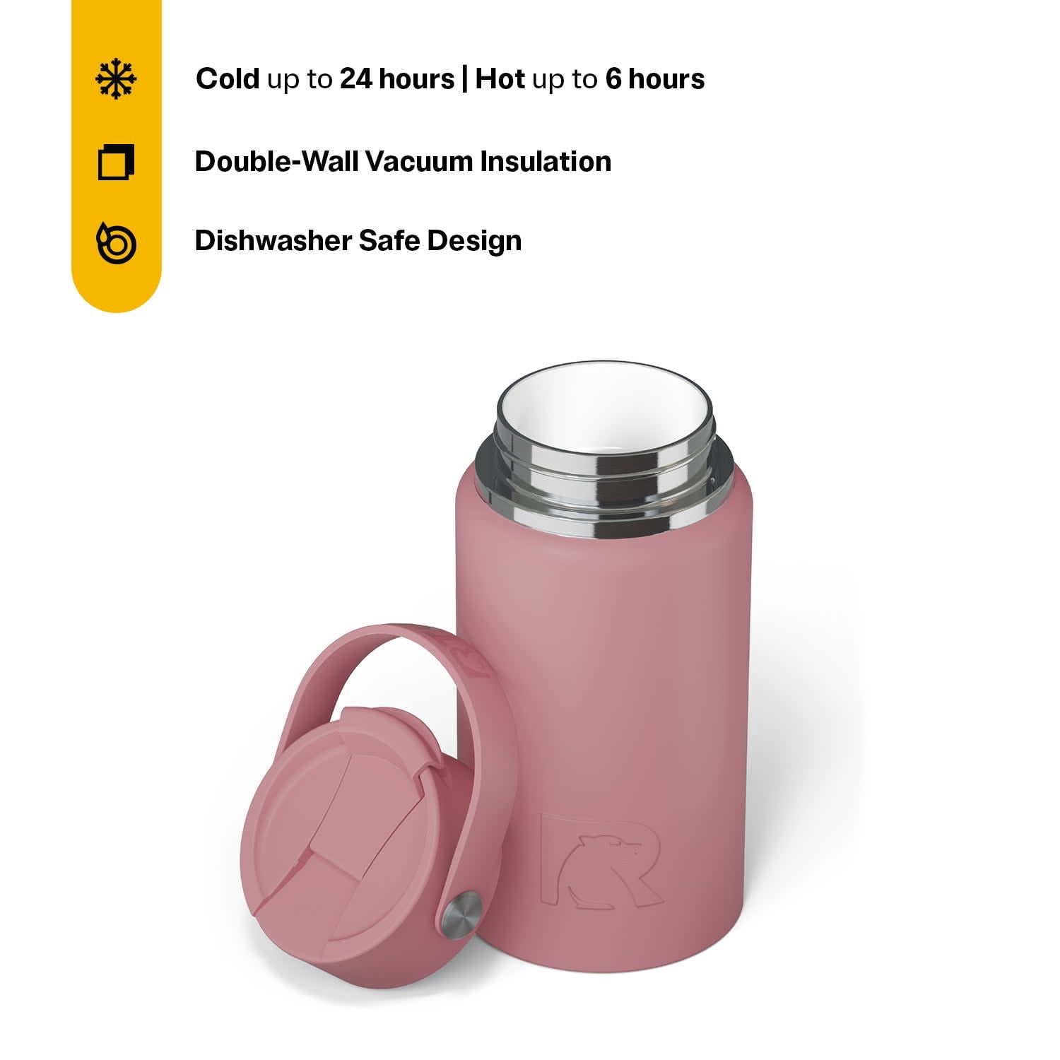 RTIC 16 oz Ceramic Lined Insulated Outback Bottle, Leak Resistant, Dusty Rose