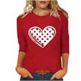 thumbnail image 2 of Avrnliq Womens Red Valentine's Day Heart Print Top Romantic Cute Love Holiday Outfit for Date Night Party Galentine's Day,Size 2XL, 2 of 5