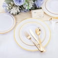 thumbnail image 6 of 150 Pcs Gold Plastic Plates, Plastic Dinnerware Set Includes: 25 Dinner plates 10.25", 25 Dessert plates 7.5", 25 gold Cups 9OZ and 25 gold Cutlery for Party, 6 of 8