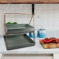 thumbnail image 3 of Galvanized Metal 2 Tiered Rectangular Serving Tray Gray - Saltoro Sherpi, 3 of 4