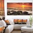 thumbnail image 1 of Bright Sunset over Rocky Shore - Modern Seashore Canvas Art, 1 of 3