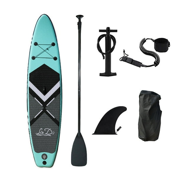 Tabla de Paddle Surf inflable de 3,2 m de cuerda de pie de aleta trasera y bolsa de transporte LinDo Azul