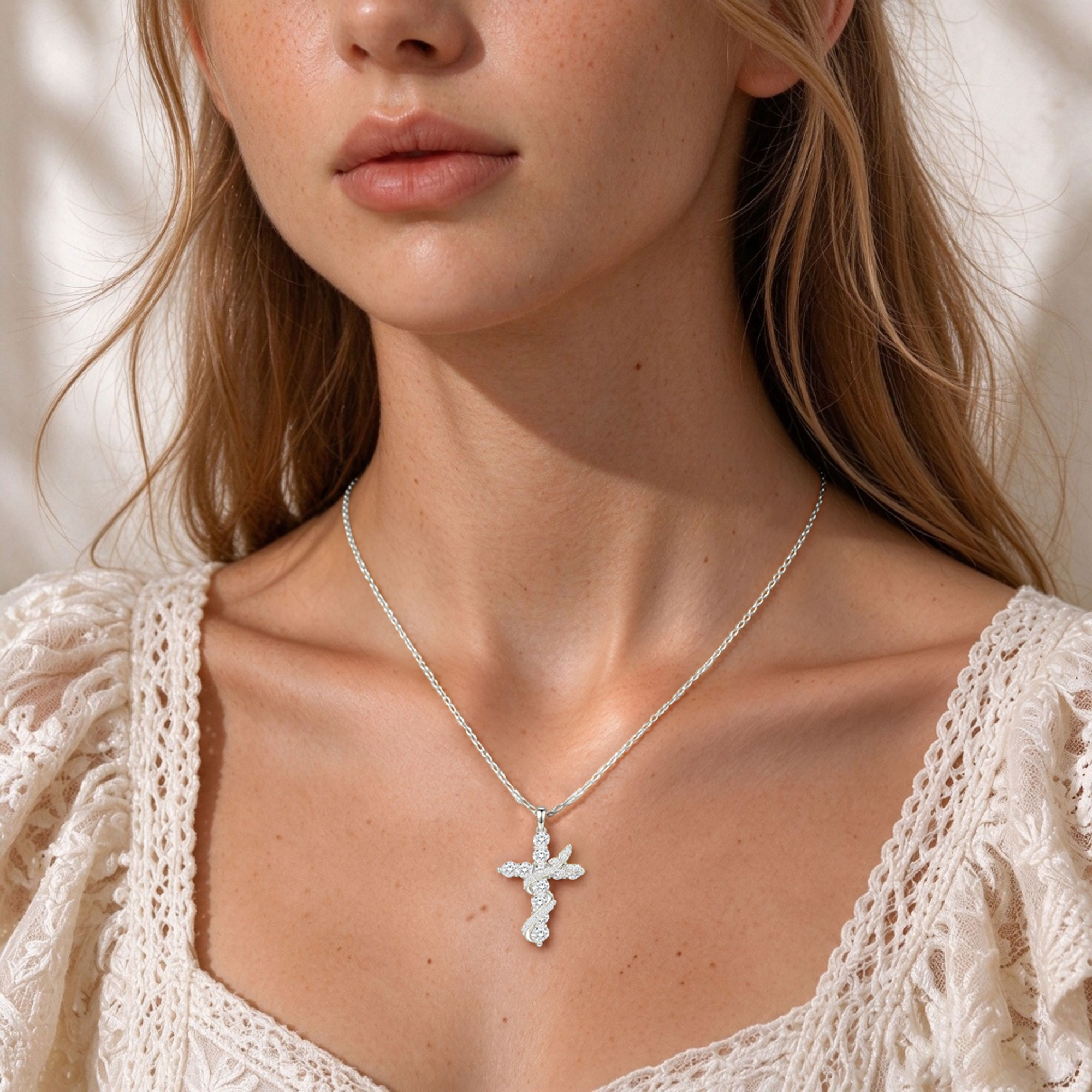 APSVO 925 Silver Plated Butterfly Cross Necklace photo 4