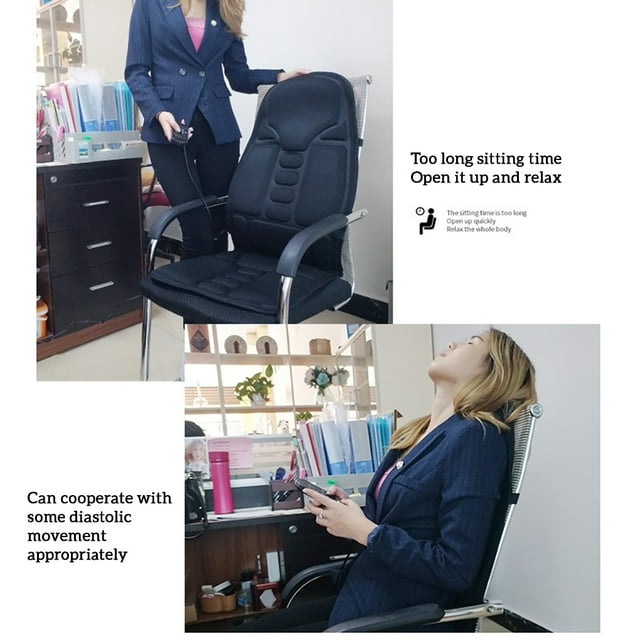Becaristey Massage Chair Massaging Mat Car Supplies Adjustable Practical Cloth Sponge 8 Mode Heating Pain Relief Vibration Folding