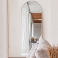 thumbnail image 4 of 64.17in. x 21.26in. Minimalism Style Wooden Arched Silver Full-length Mirror With Standing Living Room Mirror, 4 of 5