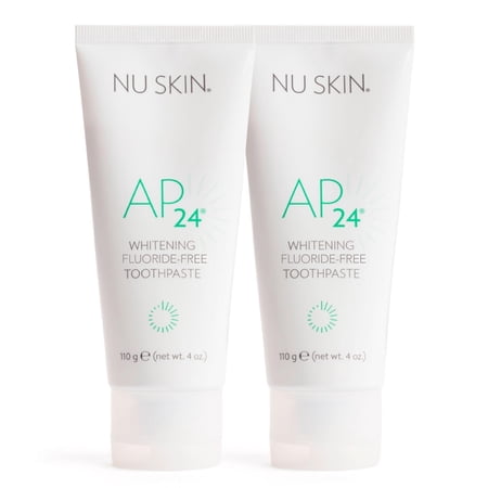 Nu Skin AP 24 Whitening Fluoride - Free Toothpaste | AP 24 Blend | Vanilla Mint Flavor | Brightens Teeth | Removes Surface Stains | Prevents Dental Cavities & Plaque | Enamel-Safe | 4 oz | 2 Pack