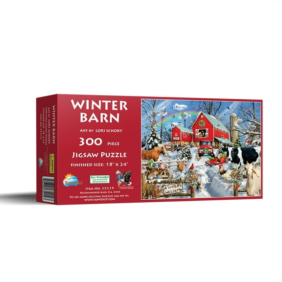 SUNSOUT INC - Winter Barn - 300 pc Jigsaw Puzzle by Artist: Lori Schory - Finished Size 18" x 24" Christmas - MPN# 35219