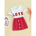 thumbnail image 3 of Bslissey Kids Baby Girls Skirt Sets See-through Short Sleeve Letter T-shirt + Elastic Waist A-line Skirt 2Pcs Summer Outfits Toddler Casual Daily Clothes 6M-4T, 3 of 9