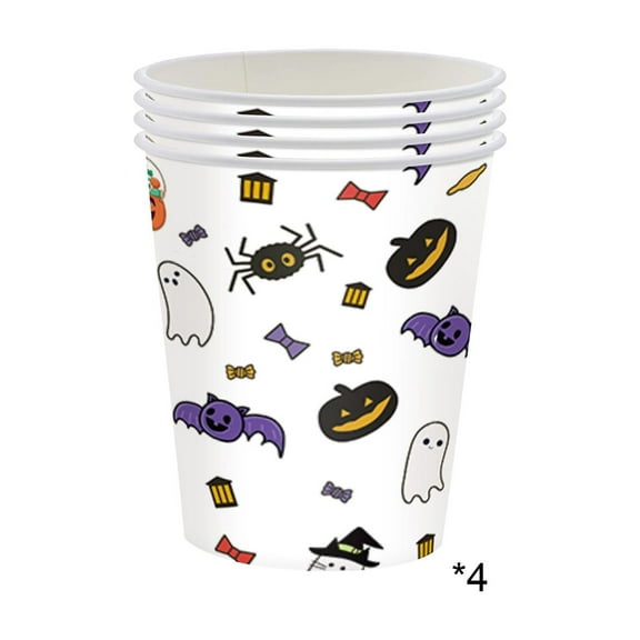 Uxgjfwu Luminous Halloween Party Supplies 16 Paper Plates 16 Cups 20 Napkins with Spooky Designs for Festive Gatherings (Cups)