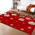 thumbnail image 3 of Christmas Balls Red Area Rug 4x6ft Winter Poinsettia Fir Tree Snowflakes Non-Slip Washable Square Rugs Soft Felt Indoor Floor Mat for Bedroom Kitchen Living Room Bathroom, 3 of 8