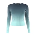 thumbnail image 2 of bbyeadc Long Sleeve Shirts for Women Crew Neck Strechy Going Out Tee Shirts Spring Fall Winter Casual Gradient Slim Fit Tees Pullover, Light Blue L, 2 of 5