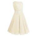 thumbnail image 4 of YiZYiF Big Little Girls Sequined Lace Chiffon Flower Girl Dress Tea Length Two Layers Princess Birthday Party Dress Beige 2, 4 of 6