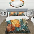 thumbnail image 2 of Designart "Tropical Foliage in Orange and Green II" Tropical Bedding Covert Set - Palms & Palm Trees Green Floral Bed Set With 2 Shams, 2 of 6