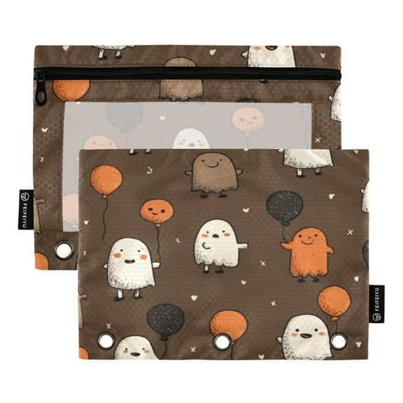 Pencil Pouch for 3 Ring Binder Binder Pencil Case Halloween-themed Seamless Pattern