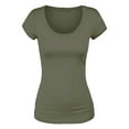 thumbnail image 5 of Emmalise Women's Short Sleeve Tshirt Scoop Neck Tee Value Set (3Pk, Blk, White, Olive, Medium), 5 of 6