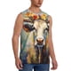 thumbnail image 2 of Fotbe Oil Painting Flower Cow Men's Camiseta sin Mangas Estampada para Hombres, Playera Casual para Gimnasio, Entrenamiento, Playa-Large, 2 of 7