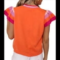 thumbnail image 2 of Hauts d'Été pour Femmes à Manches Cap, Décontractés, Col Rond, Coupe Ample, Tricot, Chandail Léger, Haut à Enfiler, Couleur Orange, P, 2 of 7