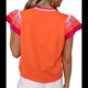 thumbnail image 2 of Suéter Ligero de Punto Holgado con Cuello Redondo Informal de Corta de Verano para Mujer. Color Naranja L, 2 of 7