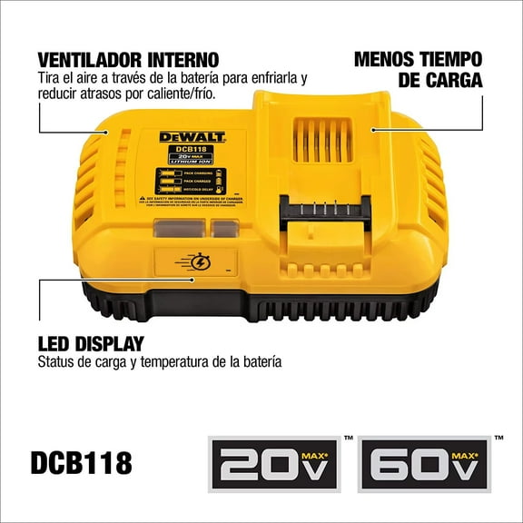 DCB118 Rapid Charger FLEXVOLT 18V 20V 60V MAX Charge Internal Fan Cooled Lithium Battery Fast Charger 220V