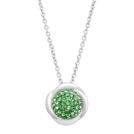 Luminesse Wreath Pendant Necklace with Peridot Swarovski Crystals in Sterling Silver