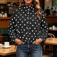 thumbnail image 4 of QIYAGBSA Button Down Jackets for Women Soft Polka Dot Stand Collar Drawstring Hem Long Sleeve Lightweight Fall Casual Outerwear with Side Pockets Outerwear Jackets(Black, 3XL), 4 of 8