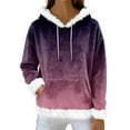 thumbnail image 4 of Hoodies For Women Oversized Winter Plush Cute Gradient Print Flannel Hooded Sweatshirt Trendy Fall Winter Clothes Cozy Pullover,Dark Purple,XL, 4 of 7