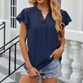 thumbnail image 3 of Mittory Womens Blouse V Neck Ruffle Sleeve Flowy Shirts Dressy Casual Summer Tops Business Work Elegant Comfy Satin Tees, 3 of 5