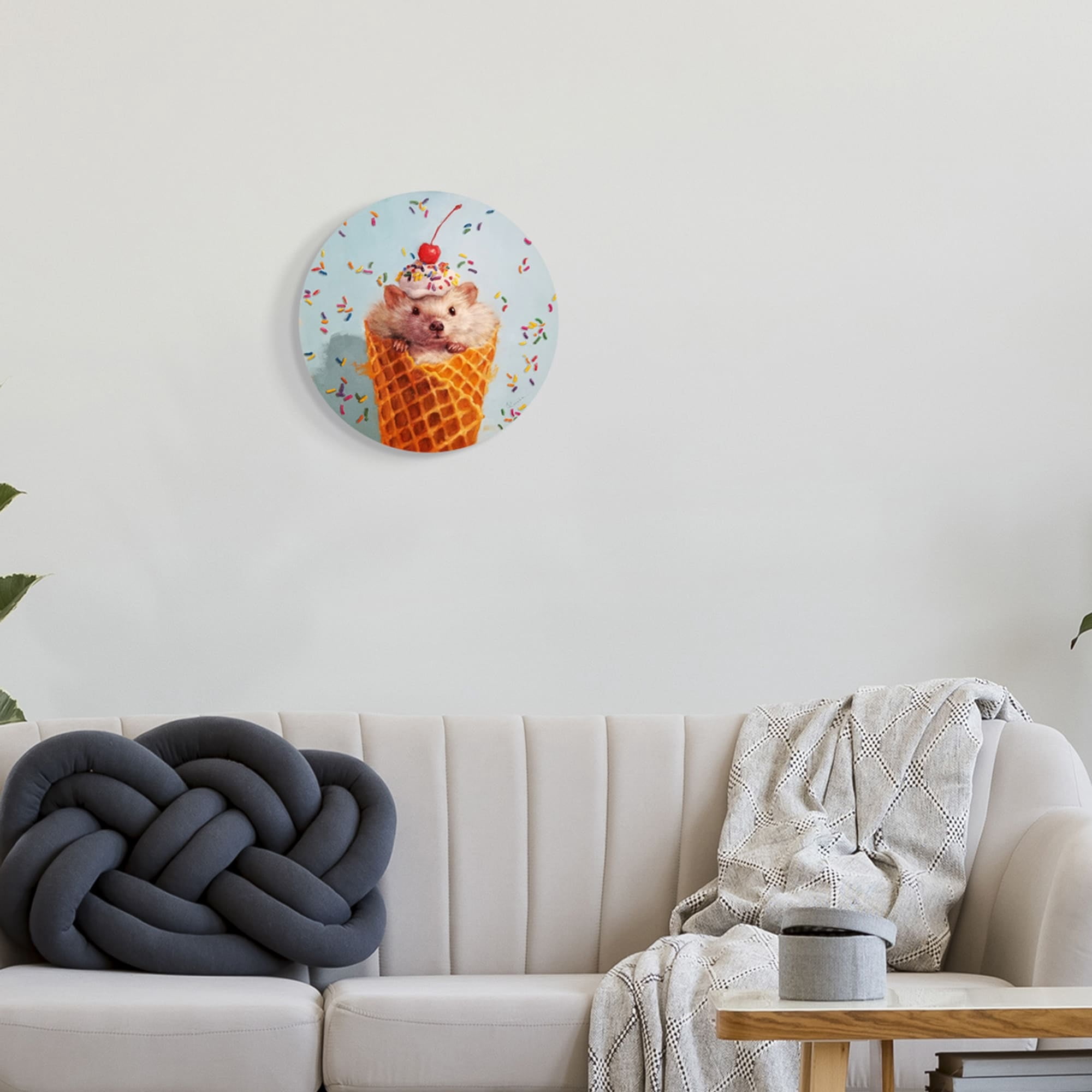 Stupell Industries Mouse with Cherry Dessert Ice Cream Cone Painting,12 x 12,Design By Lucia Heffernan