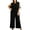 Black, variant on Connected Apparel Womens Plus Capelet Wide Leg Jumpsuit