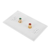 Riousery US Standard 1 Gang 2 RCA Wall Plate Panel Multi Functional Audio Video Outlet for Office Building and Home Improvement White 4.5x2.8 inches / 11.5x7 cm