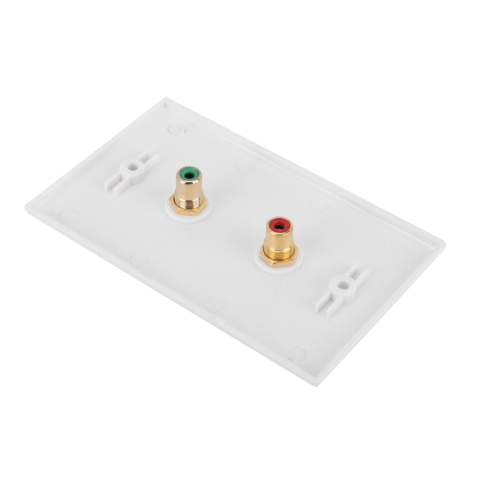 Riousery US Standard 1 Gang 2 RCA Wall Plate Panel Multi Functional Audio Video Outlet for Office Building and Home Improvement White 4.5x2.8 inches / 11.5x7 cm